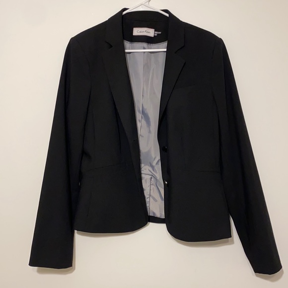 Calvin Klein Jackets & Blazers - CALVIN KLEIN Solid Black 3-Pocket Two-Button Blazer Size 14